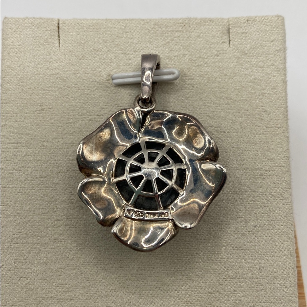Vintage Sterling Silver 925 Dimensional Flower Pendant Enhancer - Picture 5 of 7